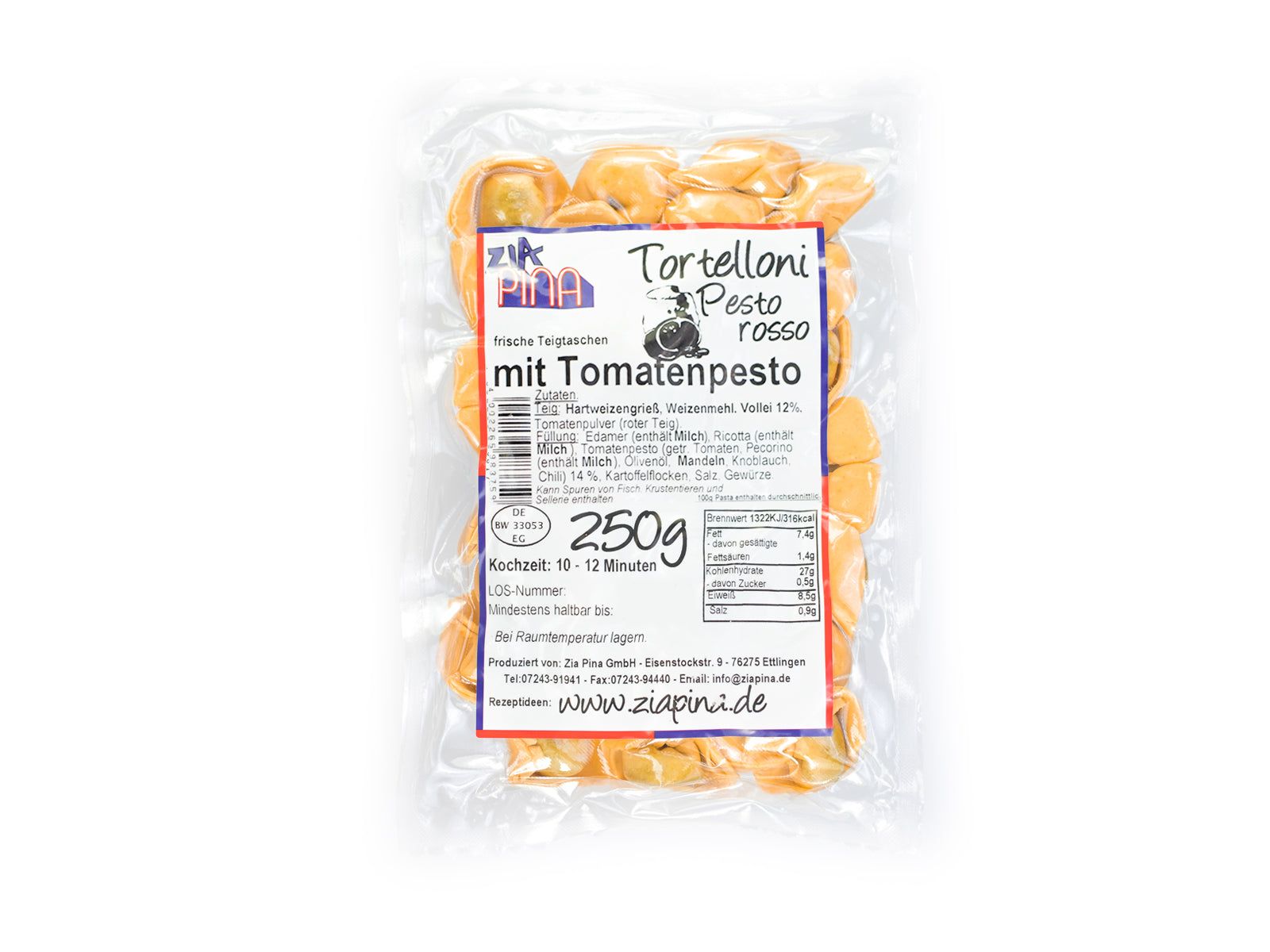 Tortelloni mit Tomatenpesto-Füllung, luftgetrocknete Pasta
